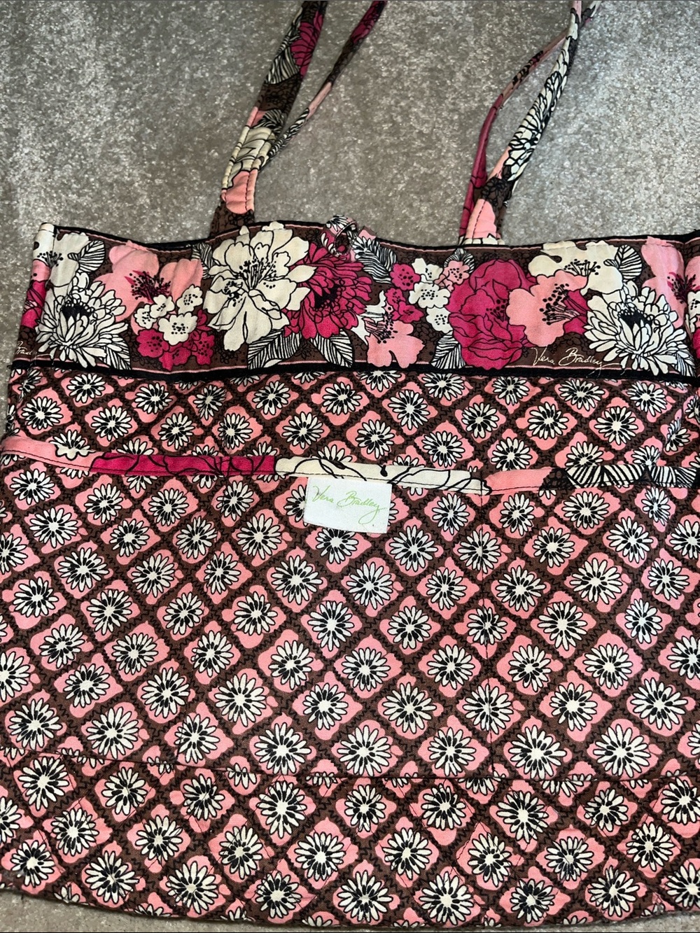 Floral Quilted Vera Bradley Mocha Rogue Tote Bag in Pink and Brown - Picture 6 of 6
